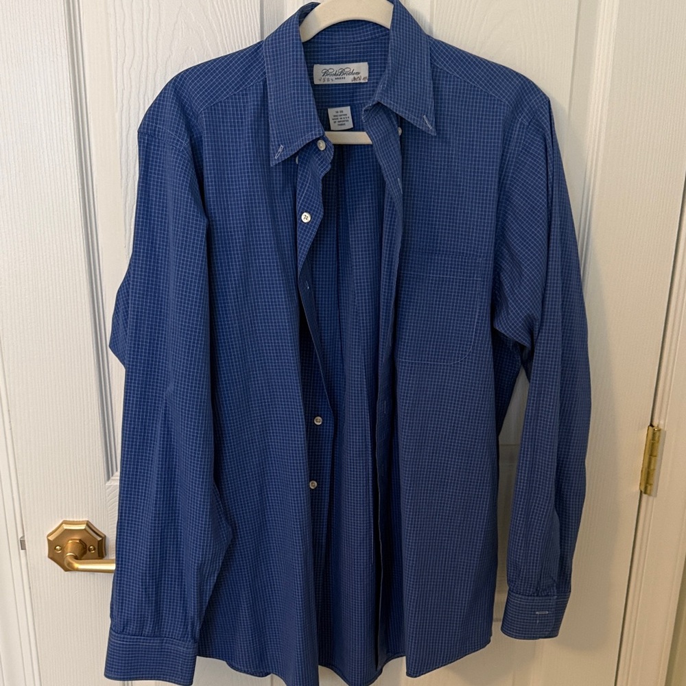 Brooks Brothers Navy Checkered Button Down Shirt